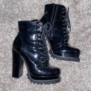 Zip up platform booties